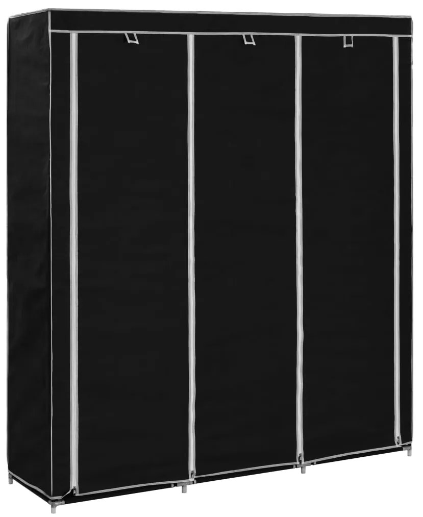 282453 vidaXL Roupeiro c/ compartimentos e varões 150x45x175 cm tecido preto