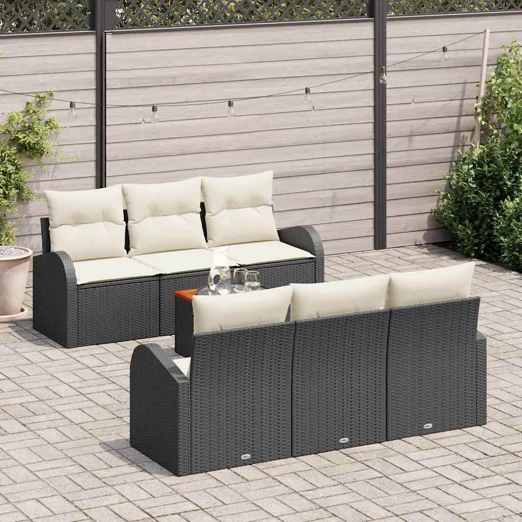 Conjunto de Sofá de Jardim com 7 Peças e Almofadas em Rattan Sintético