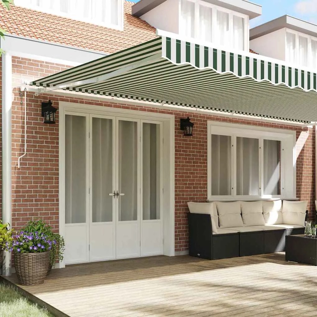 Toldo Verde e branco 600 × 300 cm Verde e branco