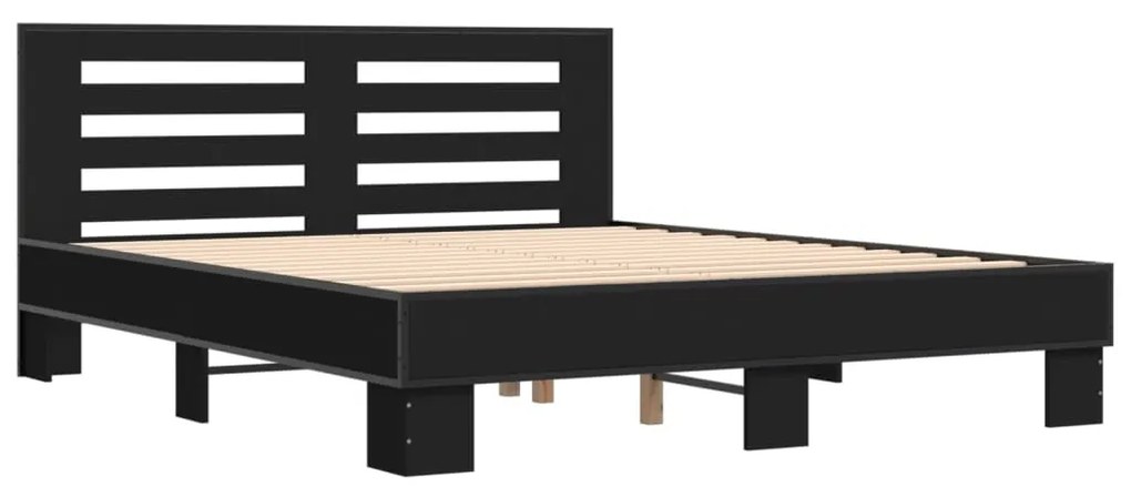 Estrutura de cama 150x200 cm derivados de madeira/metal preto