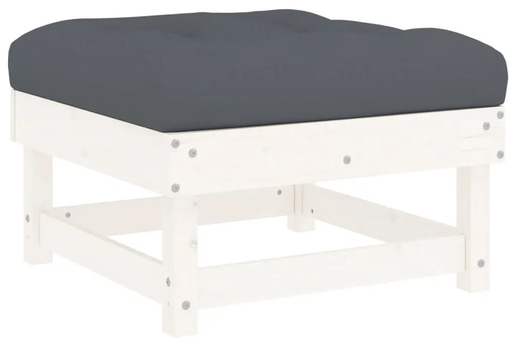 4pcs conjunto lounge jardim c/ almofadões madeira maciça branco