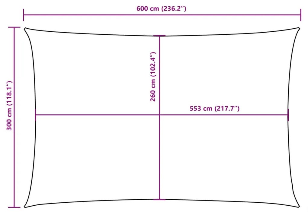 Para-sol vela tecido oxford retangular 3x6 m cinza-acastanhado