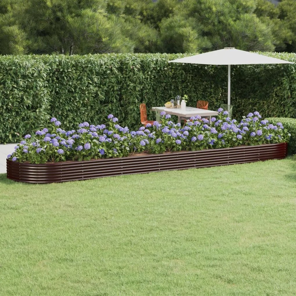vidaXL Canteiro elevado jardim 600x140x36 aço galvanizado castanho