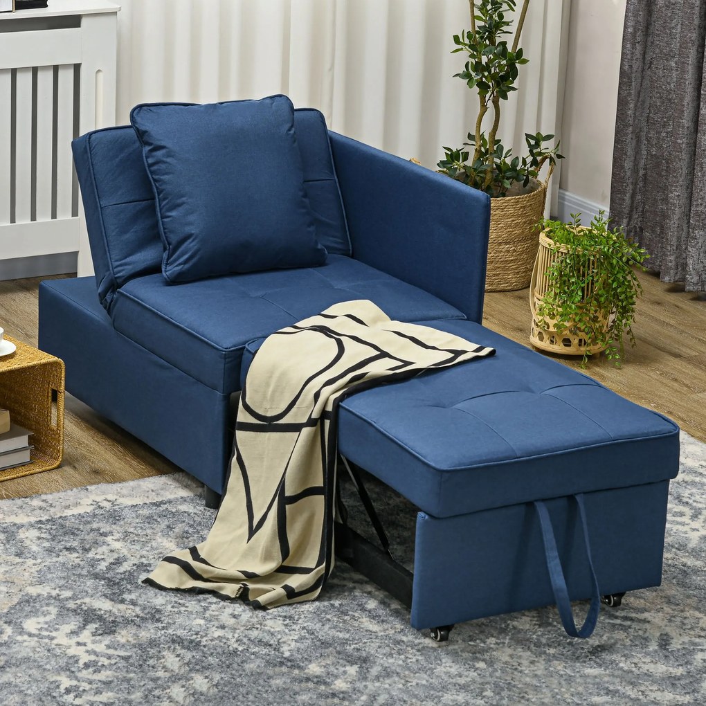 Sofá Cama 3 em 1 Sofá de 2 Lugares com Encosto Ajustável Sofá Cama Ind