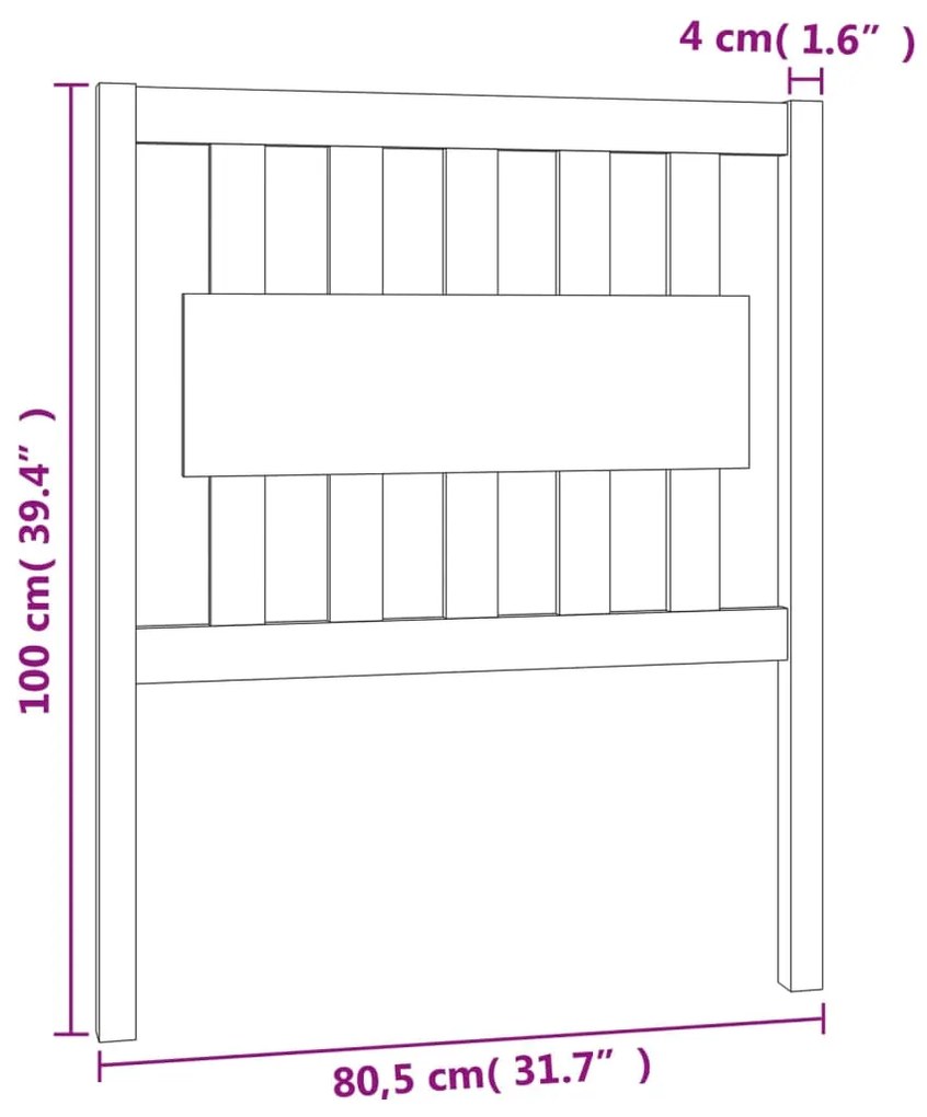 Cabeceira de cama 80,5x4x100 cm pinho maciço castanho mel