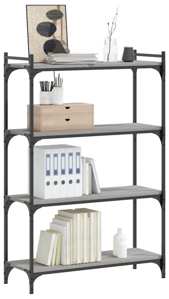 Estante c/ 4 prateleiras derivados de madeira cinzento sonoma