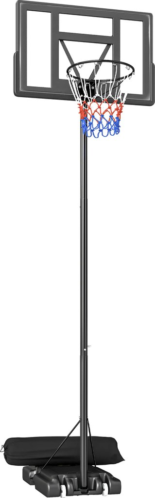 SPORTNOW Aro de Basquete para Exterior 135-305cm Altura Ajustável Rápida Suporte de Basquete com Placa Traseira 110x70cm Resistente a Quebras 2 Rodas | Aosom Portugal