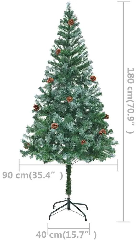 Árvore Natal artificial pré-iluminada c/ bolas e pinhas 180 cm