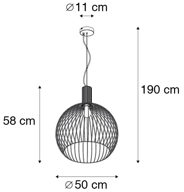 Candeeiro suspenso design preto 50cm - WIRE Dos Moderno