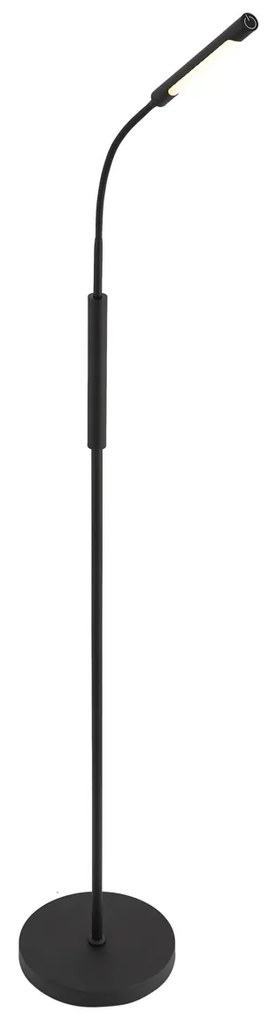 Candeeiro de Pé Moderno Preto Incl. LED Regulável em 3 Níveis Recarregável - Statler Moderno