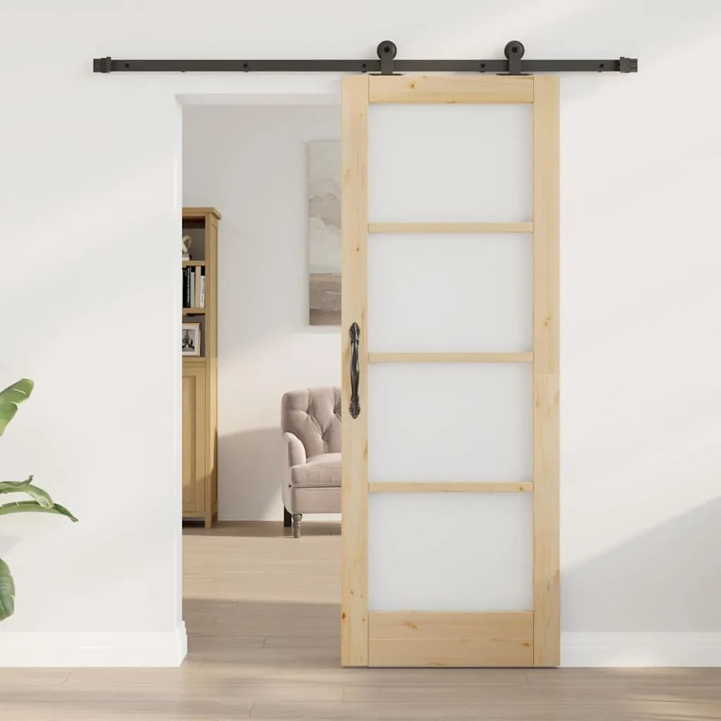 Porta Deslizante vidaXL com Conjunto de Hardware 'ORKDAL'Madeira Sólid