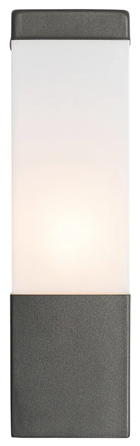 Candeeiro de parede exterior moderno cinzento escuro com opalina - Malios Moderno