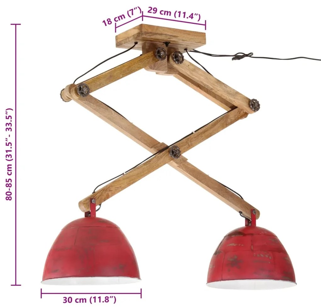 Candeeiro de teto 25 W 29x18x85 cm E27 vermelho desgastado