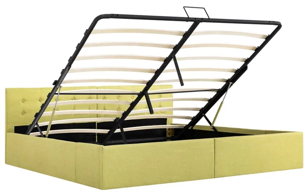 Cama hidráulica com arrumação 180x200 cm tecido amarelo-lima