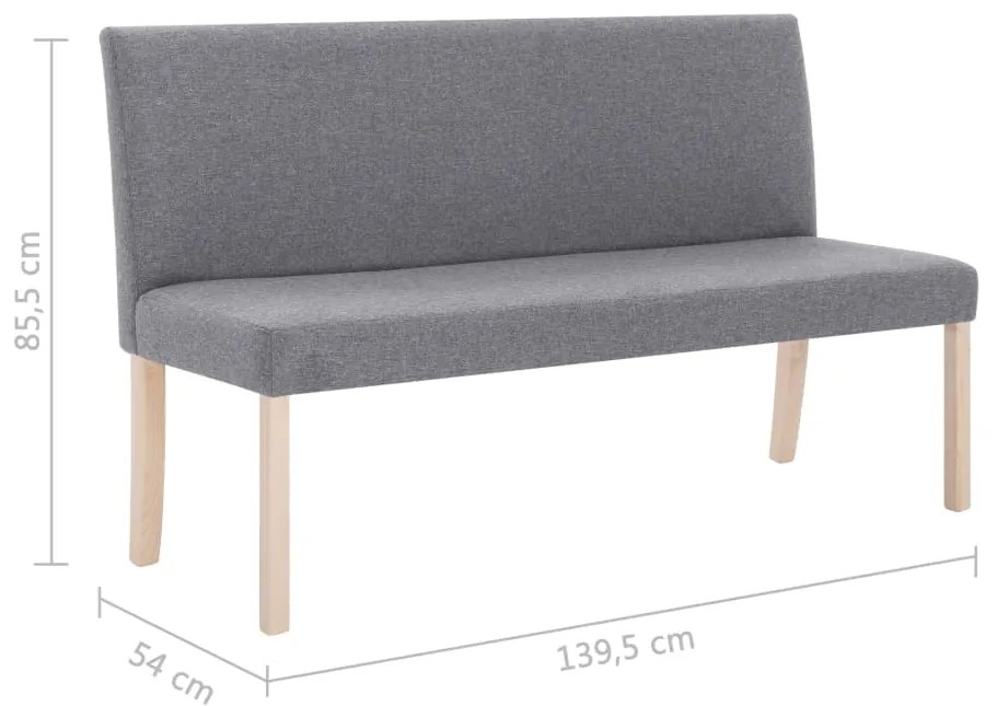 Banco 139,5 cm poliéster cinzento-claro