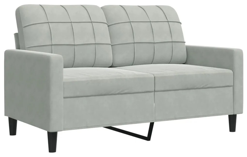 4 pcs conjunto de sofás com almofadões veludo cinzento-claro