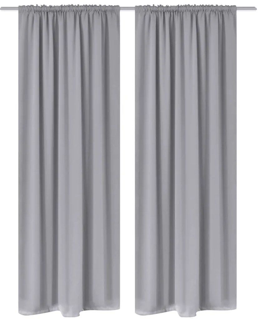 2 pcs cortinas opacas com barra de franzir 135 x 245 cm cinzento