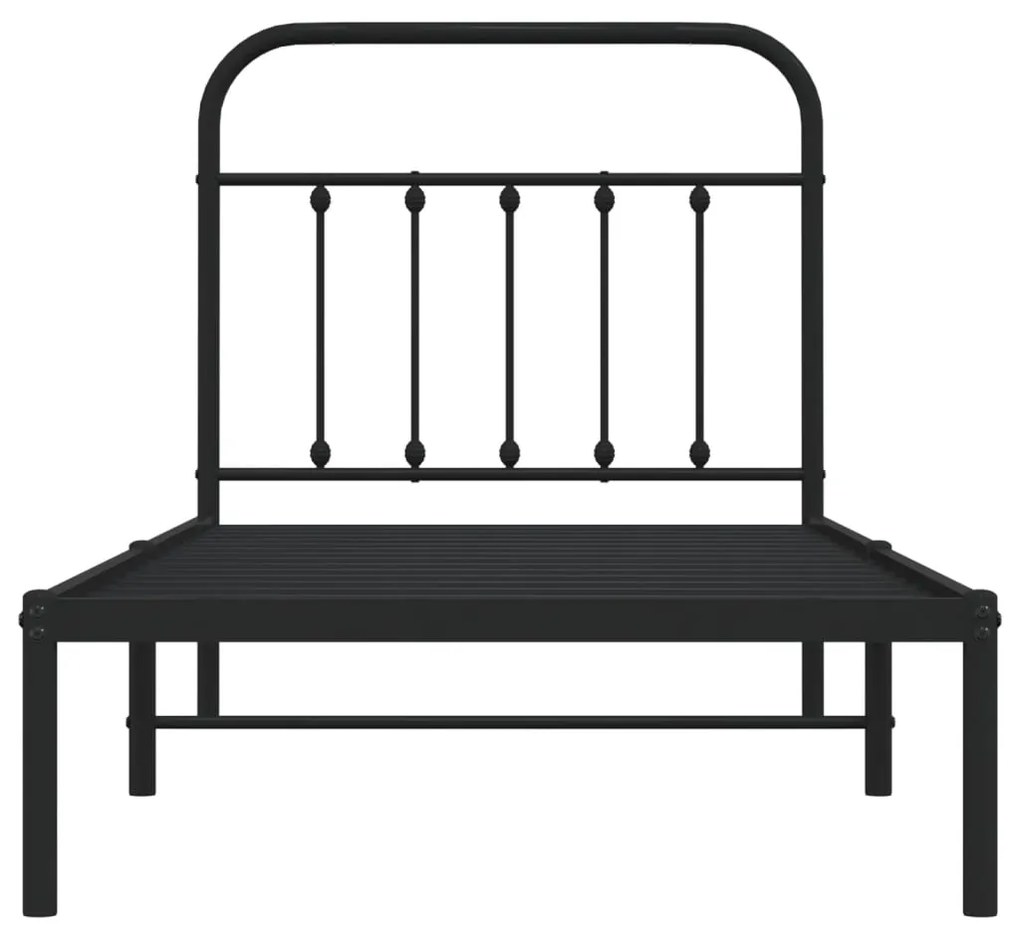 Estrutura de cama com cabeceira 90x190 cm metal preto