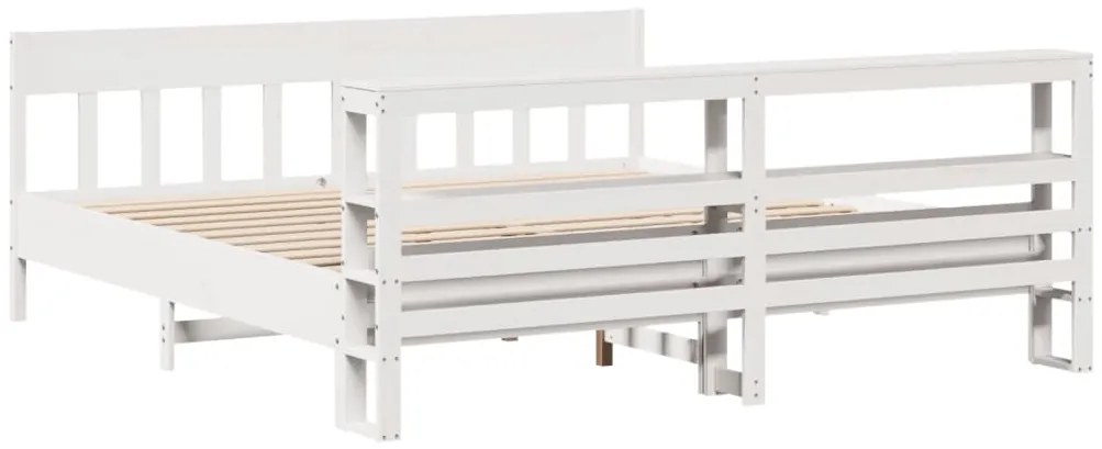 Cama sem colchão 200x200 cm madeira de pinho maciça branco
