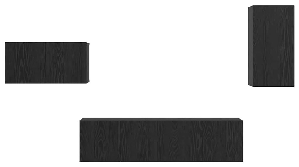 Conjunto de móvel de TV 4 pcs Carvalho Preto 30.5 x 30 x 60 cm