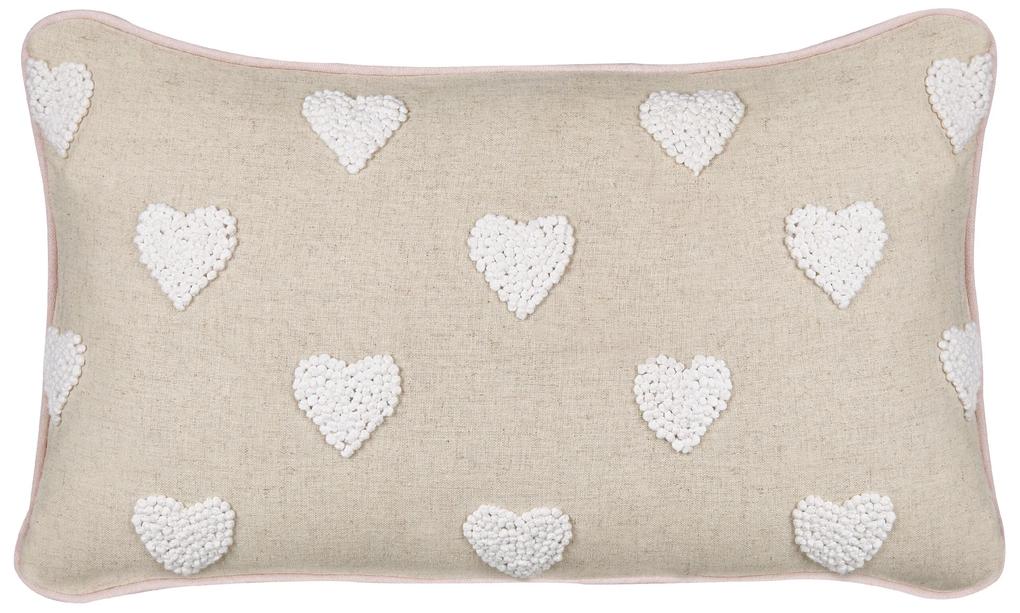 Conjunto 2 almofadas decorativas padrão de corações em algodão creme 30 x 50 cm GAZANIA Beliani