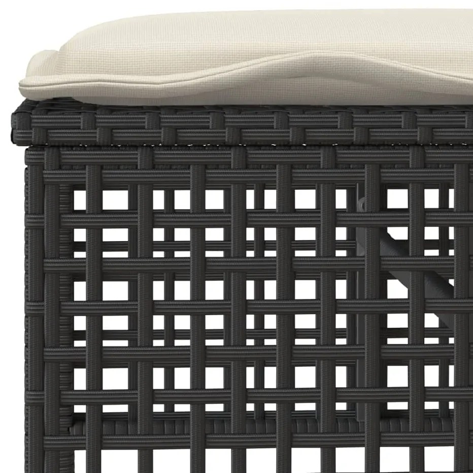 4 pcs conj. sofás p/ jardim c/ almofadões vime PE/vidro preto