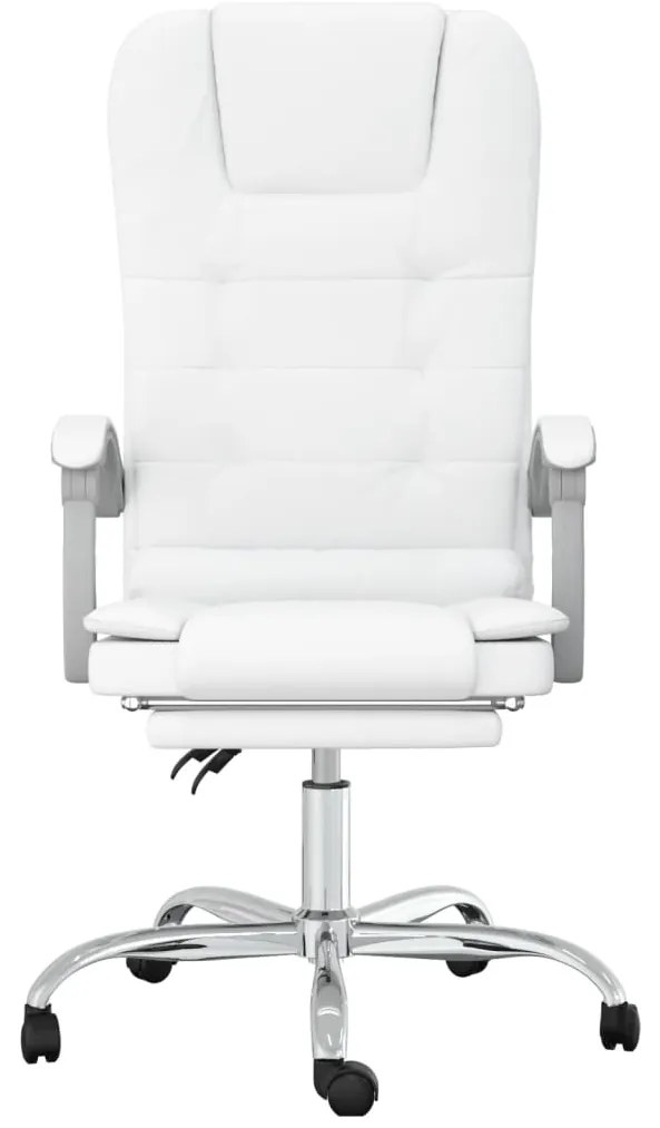 Cadeira escritório massagens reclinável couro artificial branco