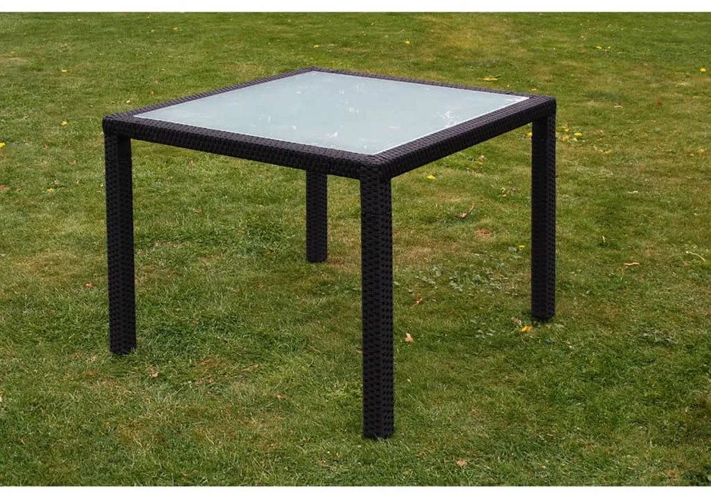 5 pcs conjunto jantar exterior com almofadões vime PE preto