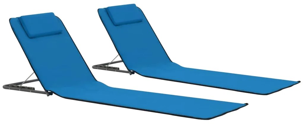 vidaXL Colchões de praia dobráveis 2 pcs aço e tecido azul
