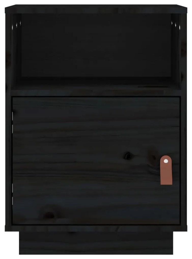 Mesa de cabeceira 40x34x55 cm madeira de pinho maciça preto