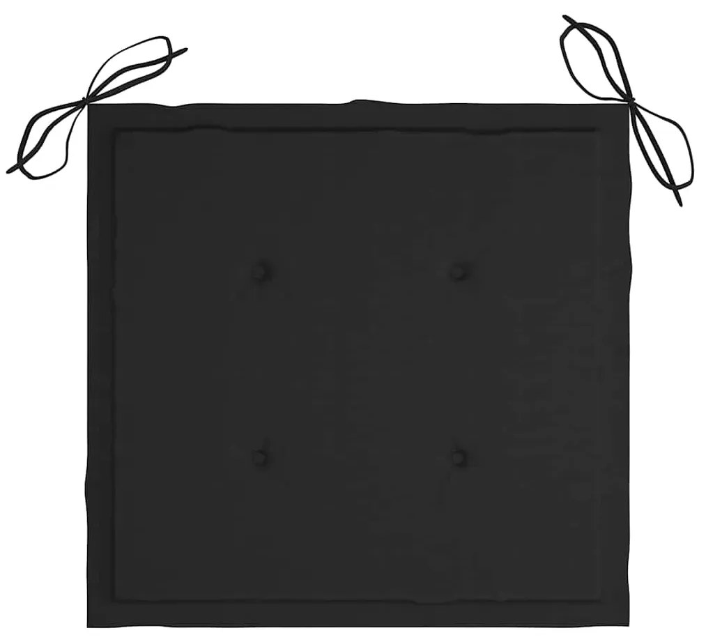 3 pcs conj. jantar dobrável exterior c/ almofadão teca maciça
