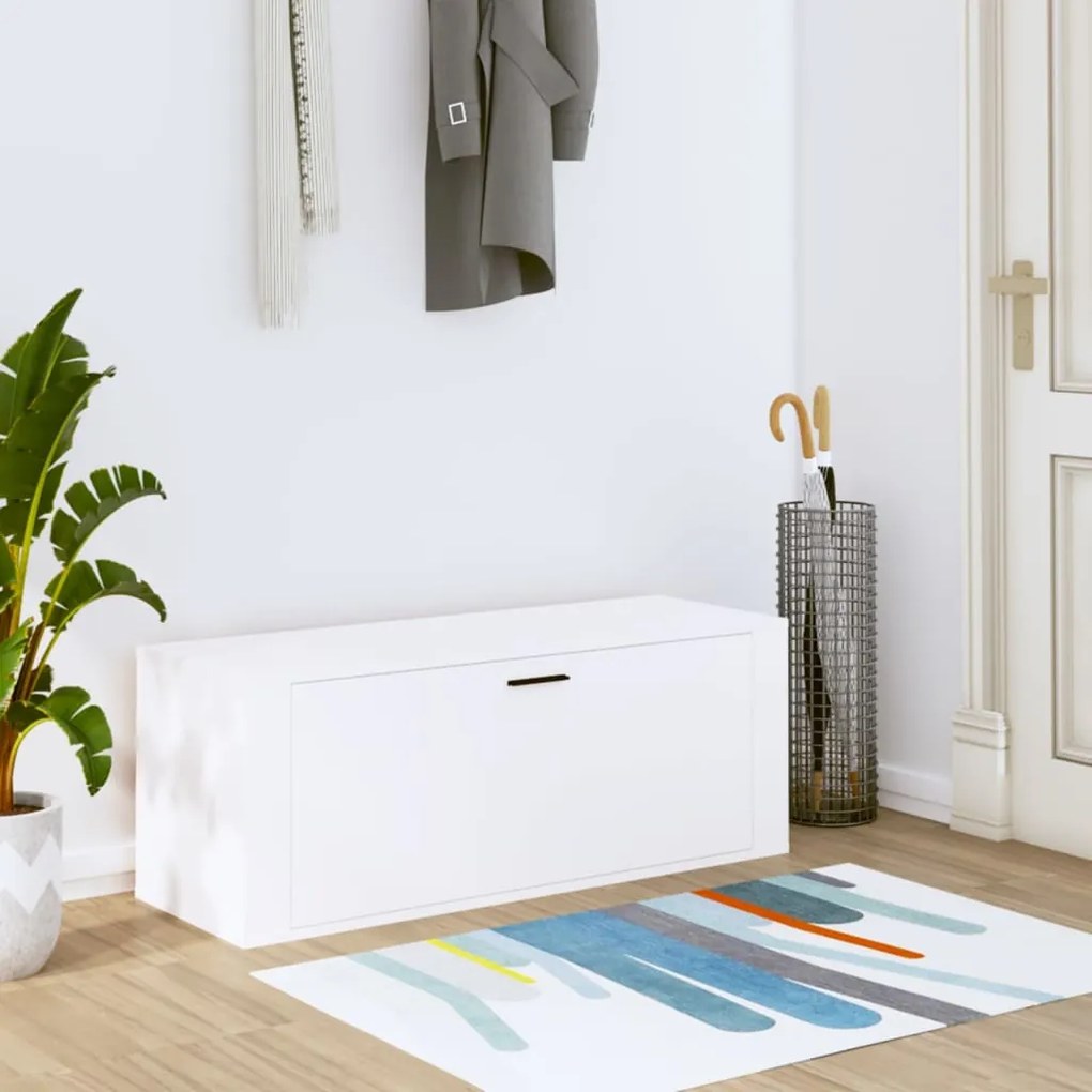 821020 vidaXL Sapateira de parede 100x35x38 cm derivados de madeira branco