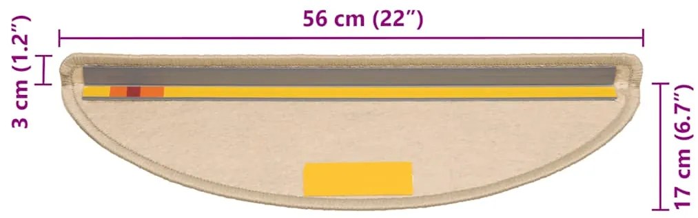 Tapetes escada adesivos aspeto sisal 30 pcs 56x17x3 bege-escuro