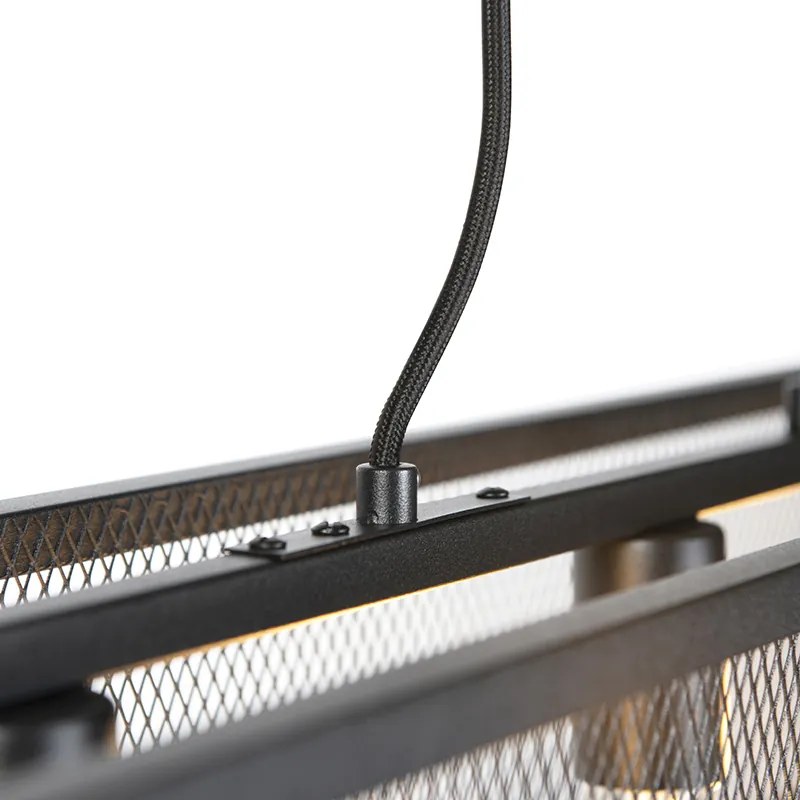 LED Candeeiro de suspensão industrial inteligente preto incl. 4 WiFi A60 - Cage Wire Industrial