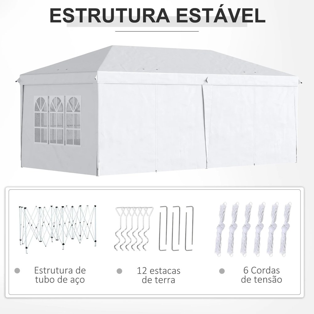 Tenda para Festas 585x295x270 cm com Paredes Laterais Amovíveis Tenda
