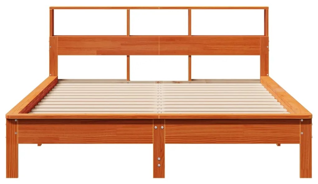 Cama sem colchão 150x200 cm madeira pinho maciça castanho-mel
