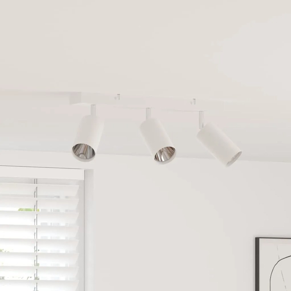 vidaXL Foco de teto com holofotes Branco 38 x 6 x 16 cm Metal