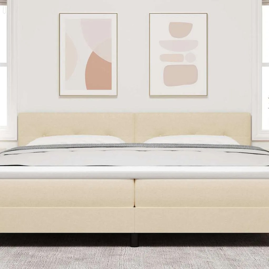 Cabeceira vidaXL Botões Estofados Creme 200 cm Tecido