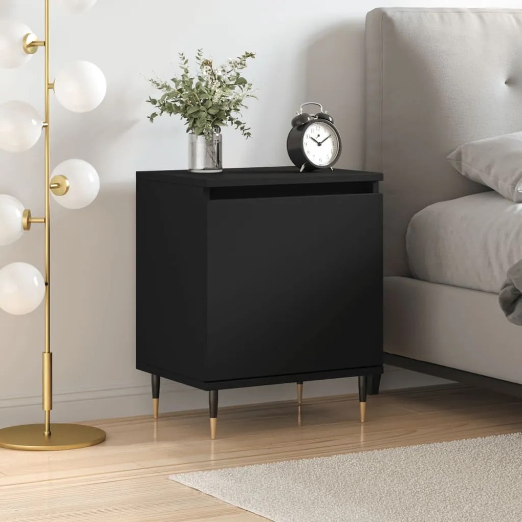 vidaXL Mesa de cabeceira 40x30x50 cm derivados de madeira preto