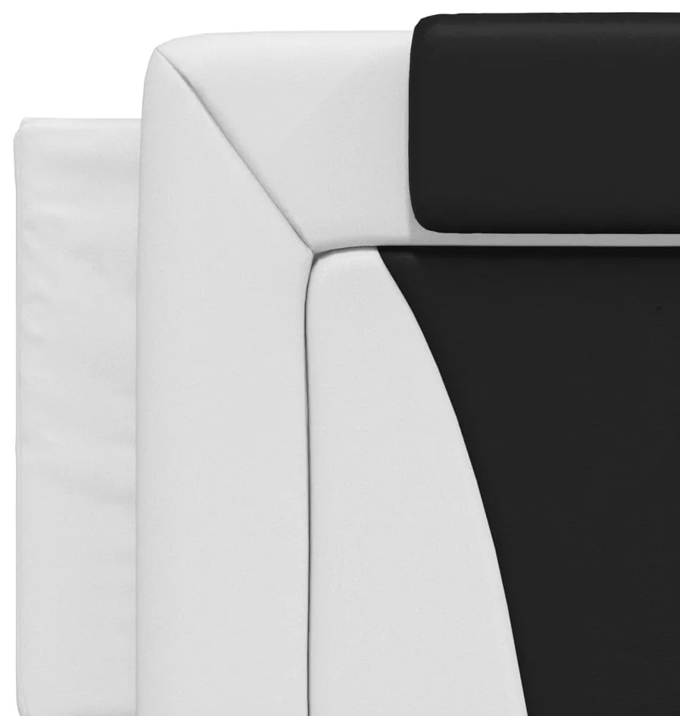 Cama com colchão 160x200 cm couro artificial preto e branco
