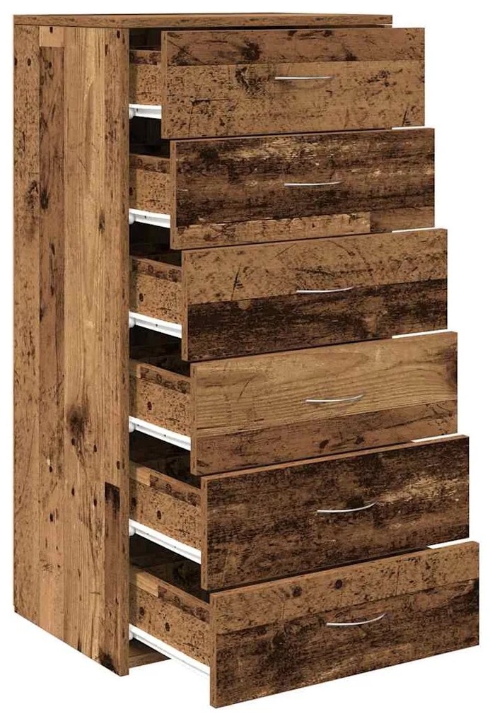 Aparador com 6 gavetas 50x34x96 cm deriv. madeira madeira velha
