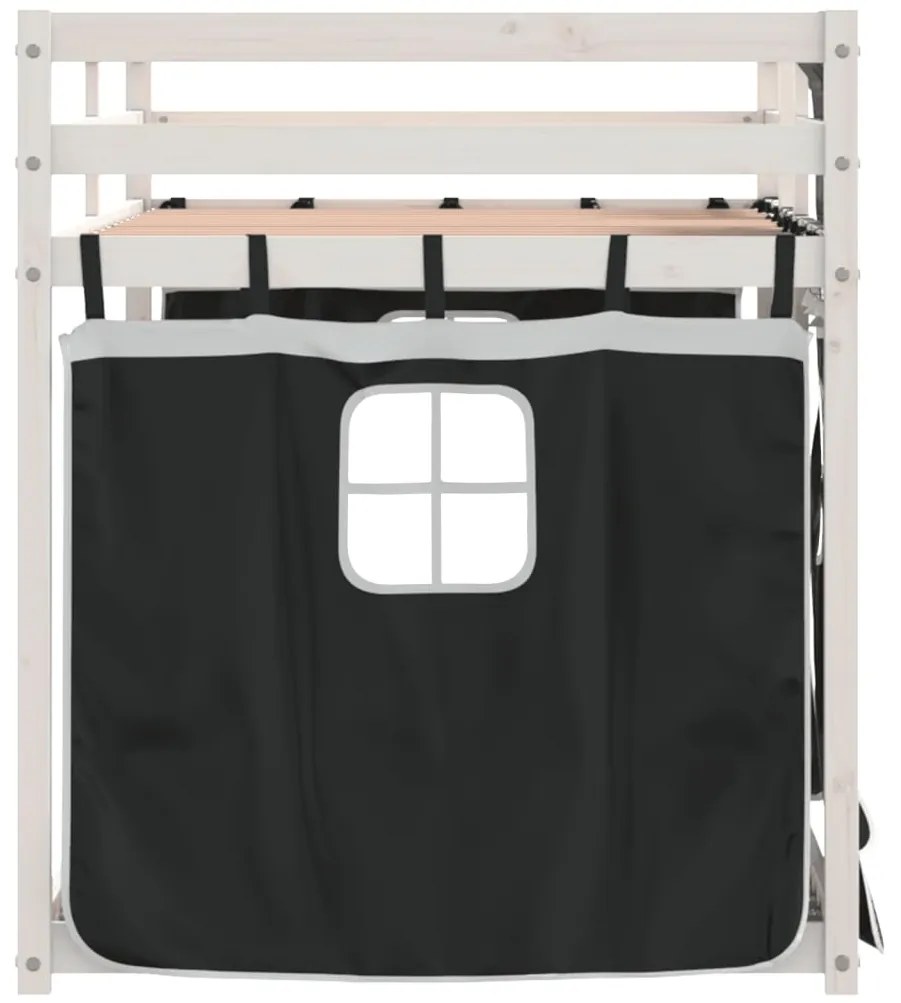 Beliche com cortinas 90x190 cm pinho maciço branco e preto