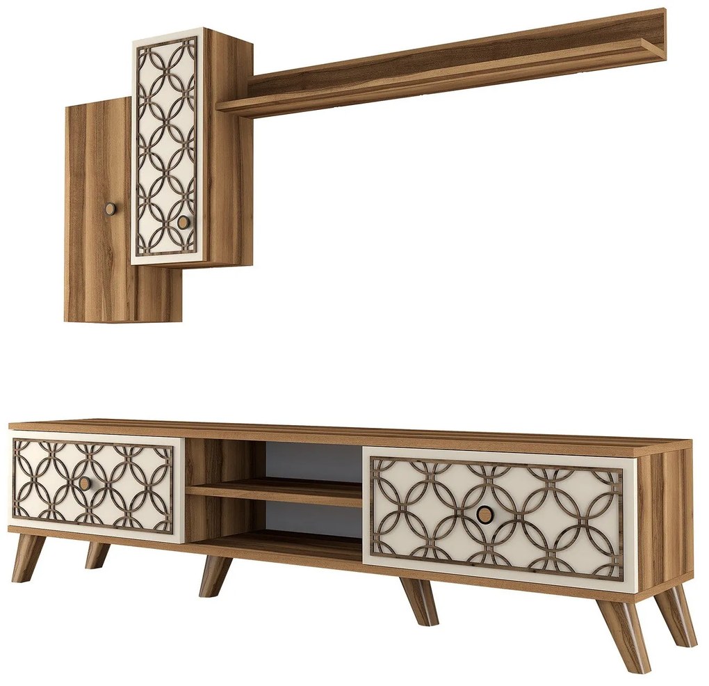 Móvel TV ClassS – Nogueira e Creme – 180x44x35 cm