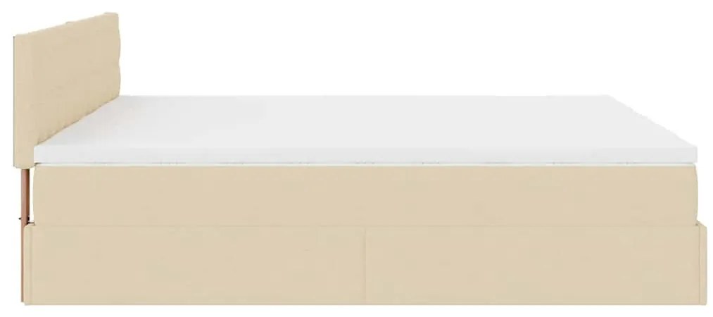 Estrutura de cama otomana com colchões tecido creme 200x200cm