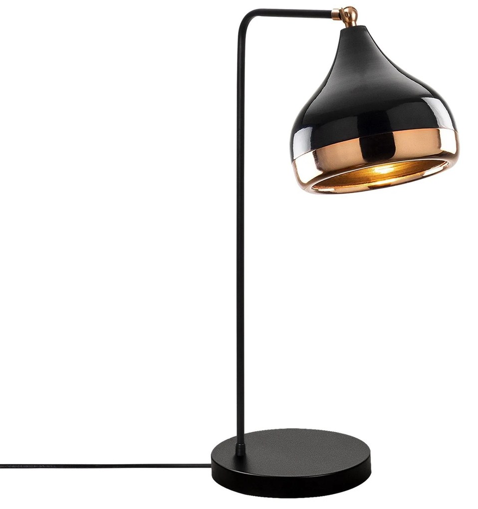 Conjunto de Candeeiro e Lâmpada de Mesa Yildo – Preto e Cobre – Chande