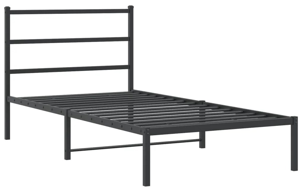 Estrutura de cama com cabeceira 100x190 cm metal preto