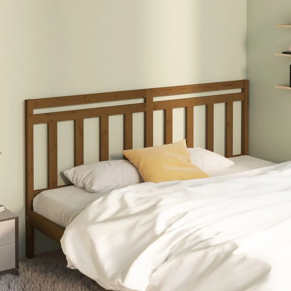 814117 vidaXL Cabeceira de cama 206x4x100 cm pinho maciço castanho mel