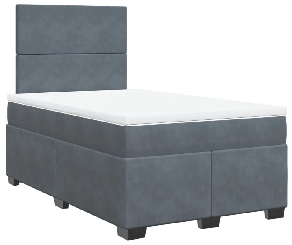 Cama boxspring com colchão 120x200 cm veludo cinzento-escuro