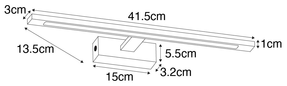 Candeeiro de parede branco 41,5 cm incl. LED IP44 - Jerre Design