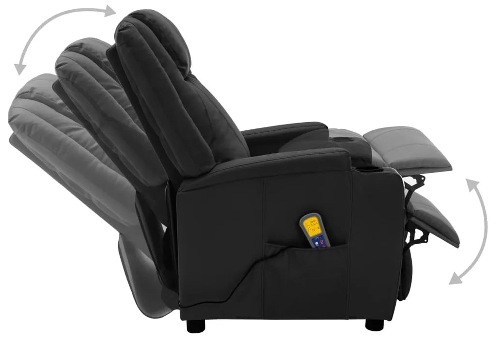 Poltrona Kaila de Massagens Reclinável em Couro Artificial - Preto - D